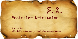 Preiszler Krisztofer névjegykártya